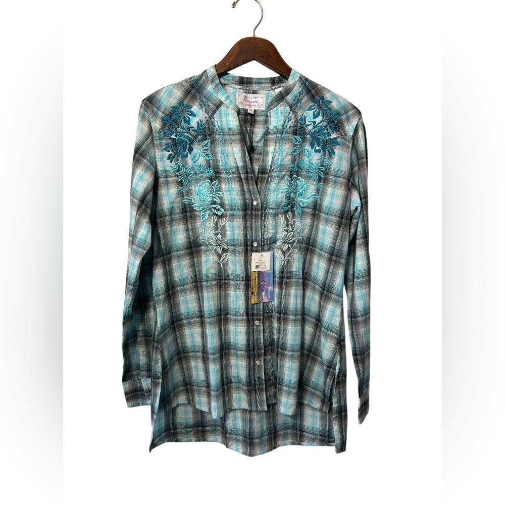 Panhandle Plaid Pearl Snap Shirt Size Medium NWT - Picture 4 of 16